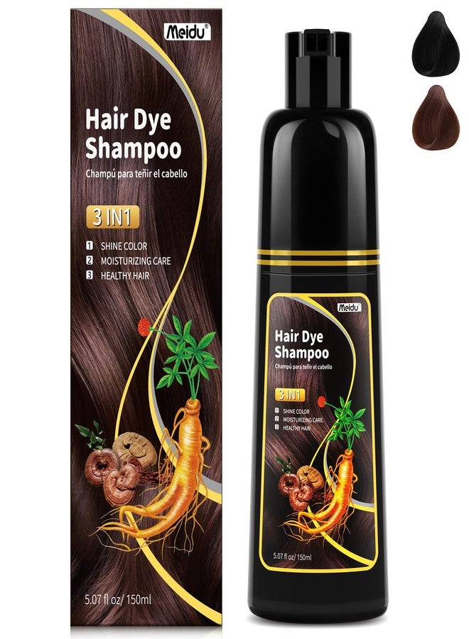 MEIDU Dark Brown Hair Dye Shampoo 3 in 1 for Women Men,Semi-Permanent Hair Color Shampoo,Lasts 30 Days (5.07 Oz) - Image 1